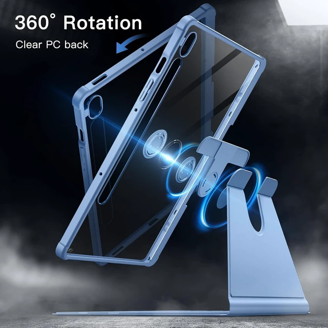 Alt view image 3 of 7 - 360° Rotating Case for Galaxy Tab S10 Lite/S10 FE/S9 FE/S9 Blue