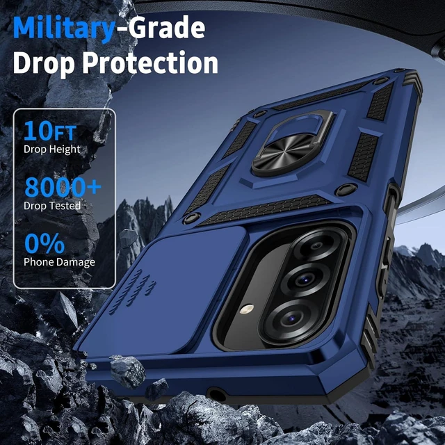 Alt view image 5 of 6 - for Galaxy A37 5G Case with Camera Lens Cover 10 FT Military Grade Drop Protection Magnetic Ring Holder Kickstand Protective Phone Case Navy Blue