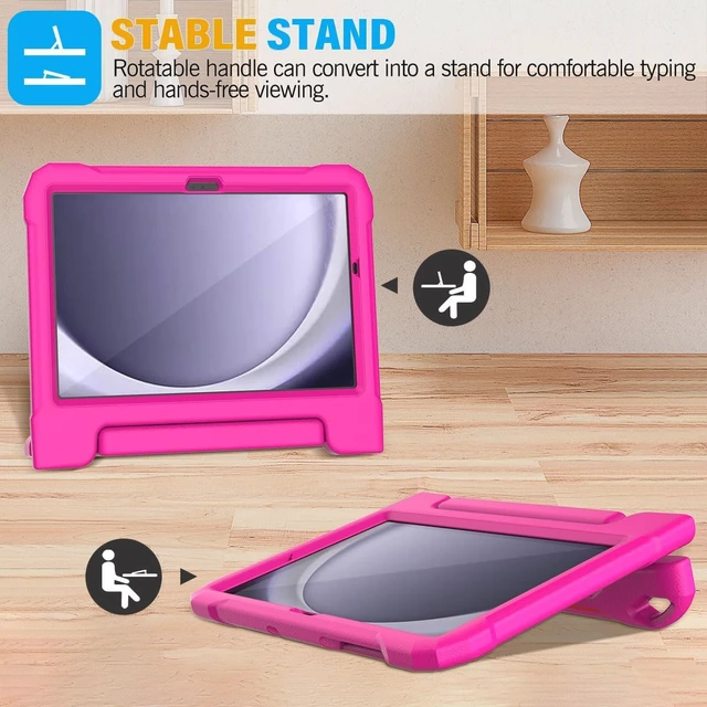 Alt view image 4 of 7 - SUPLIK Kids Case for Galaxy Tab A11 Plus 2025 / A9 Plus 2023 11 inch Tablet Galaxy Tab A11+ / A9+ Case with Screen Protector Durable Shockproof Lightweight Stand Handle Cover for Kids Pink
