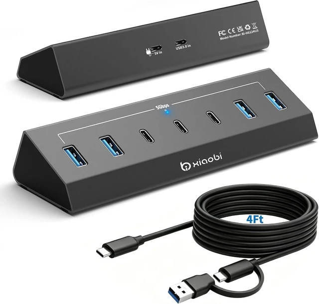 Main image of USB C Hub 7 Ports USB 3.0 Hub with 4*USB-A&3*USB-C (4ft)