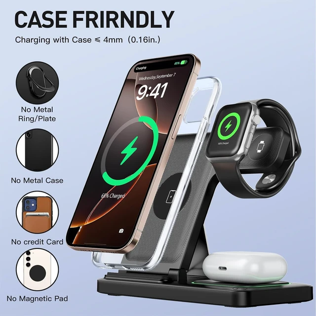 Alt view image 4 of 7 - 2026 Traveling Portable Wireless Fast Charger for & Android Charging Station 3 in 1 Charging for iPhone17 16 15 14 13 12 11 Watch & Air pods 4 3 2 Pro Galaxy-Gifts for Family