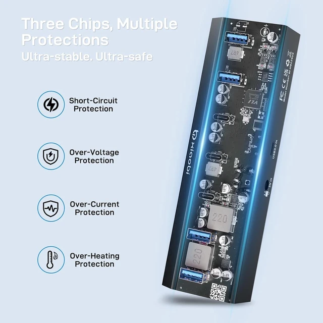 Alt view image 6 of 7 - USB C Hub 7 Ports USB 3.0 Hub with 4*USB-A&3*USB-C (4ft)