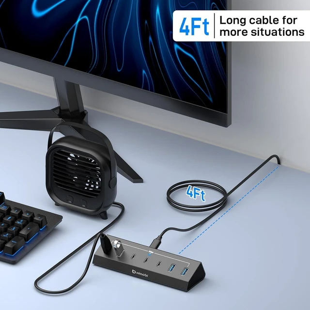 Alt view image 4 of 7 - USB C Hub 7 Ports USB 3.0 Hub with 4*USB-A&3*USB-C (4ft)