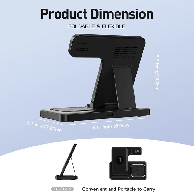 Alt view image 7 of 7 - 2026 Traveling Portable Wireless Fast Charger for & Android Charging Station 3 in 1 Charging for iPhone17 16 15 14 13 12 11 Watch & Air pods 4 3 2 Pro Galaxy-Gifts for Family