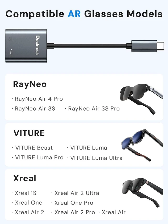 Alt view image 2 of 7 - 100W USB-C to AR Glasses Charging Hub for Xreal VITURE RayNeo