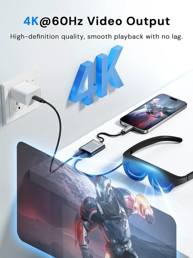 Alt view image 4 of 7 - 100W USB-C to AR Glasses Charging Hub for Xreal VITURE RayNeo