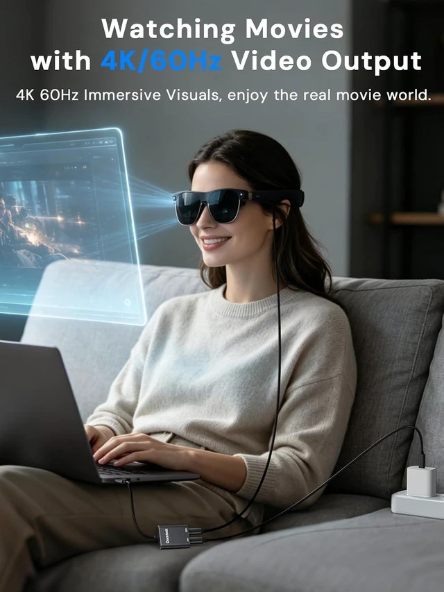 Alt view image 7 of 7 - 100W USB-C to AR Glasses Charging Hub for Xreal VITURE RayNeo