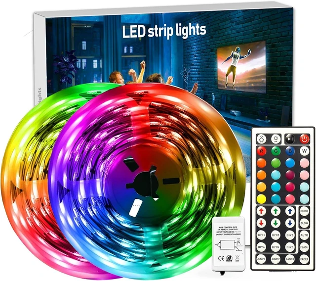 Main image of Led Strip Lights 32.8 ft RGB Color Changing Lights Strip for Bedroom Desk Home Decoration with Remote and Power Supply