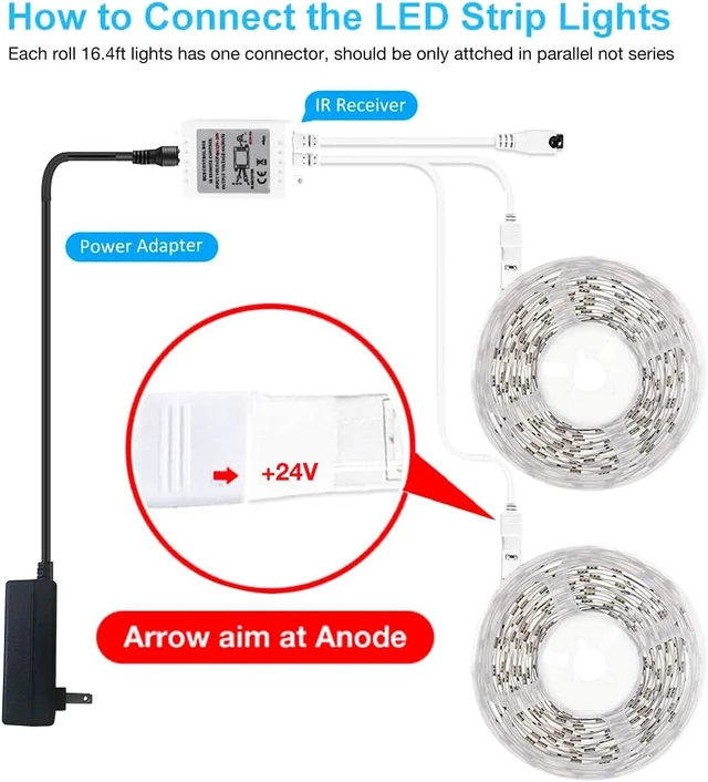 Alt view image 3 of 7 - Led Strip Lights 32.8 ft RGB Color Changing Lights Strip for Bedroom Desk Home Decoration with Remote and Power Supply
