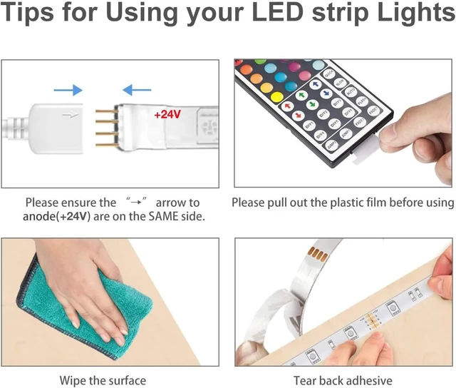 Alt view image 5 of 7 - Led Strip Lights 32.8 ft RGB Color Changing Lights Strip for Bedroom Desk Home Decoration with Remote and Power Supply