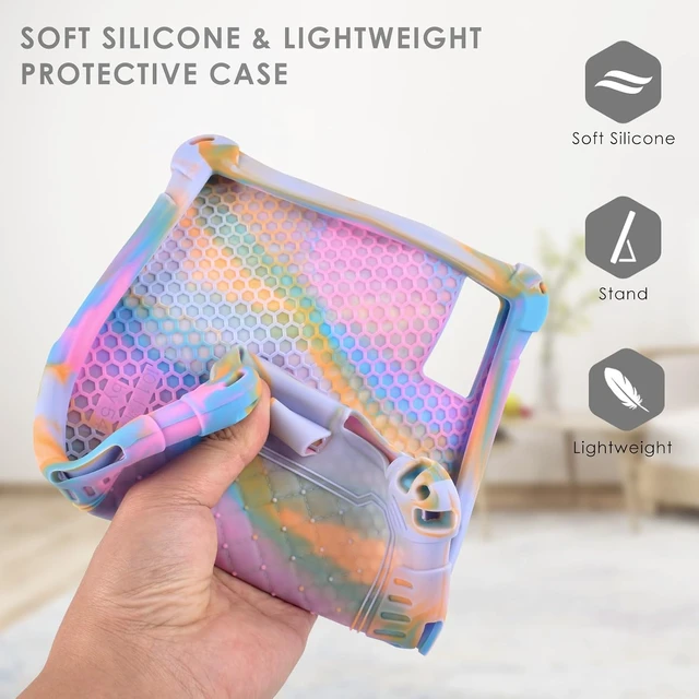 Alt view image 4 of 7 - 10.1 inch Multi-Angle Soft Silicone Tablet Case Rose Red & Purple
