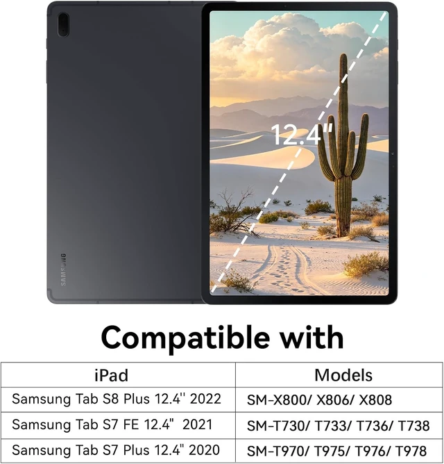 Alt view image 2 of 7 - for Galaxy Tab S8+ Plus 2022/S7 FE 2021/S7+ Plus 12.4 2020 Case Magnetic Translucent Matte Back Shockproof Cover Protection Case for Galaxy Tab S8+/S7 FE/S7+ Case Black