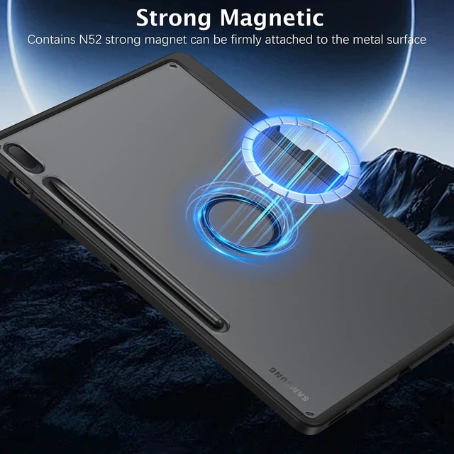 Alt view image 3 of 7 - for Galaxy Tab S8+ Plus 2022/S7 FE 2021/S7+ Plus 12.4 2020 Case Magnetic Translucent Matte Back Shockproof Cover Protection Case for Galaxy Tab S8+/S7 FE/S7+ Case Black