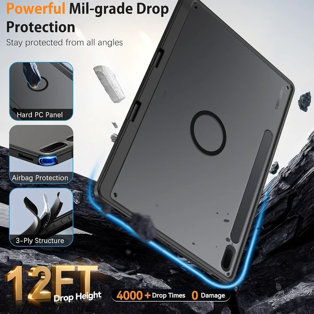 Alt view image 6 of 7 - for Galaxy Tab S8+ Plus 2022/S7 FE 2021/S7+ Plus 12.4 2020 Case Magnetic Translucent Matte Back Shockproof Cover Protection Case for Galaxy Tab S8+/S7 FE/S7+ Case Black