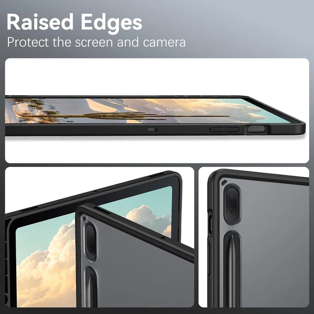 Alt view image 5 of 7 - for Galaxy Tab S8+ Plus 2022/S7 FE 2021/S7+ Plus 12.4 2020 Case Magnetic Translucent Matte Back Shockproof Cover Protection Case for Galaxy Tab S8+/S7 FE/S7+ Case Black
