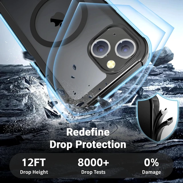 Alt view image 4 of 7 - Magnetic for iPhone 14 Case Heavy Duty Protection Black