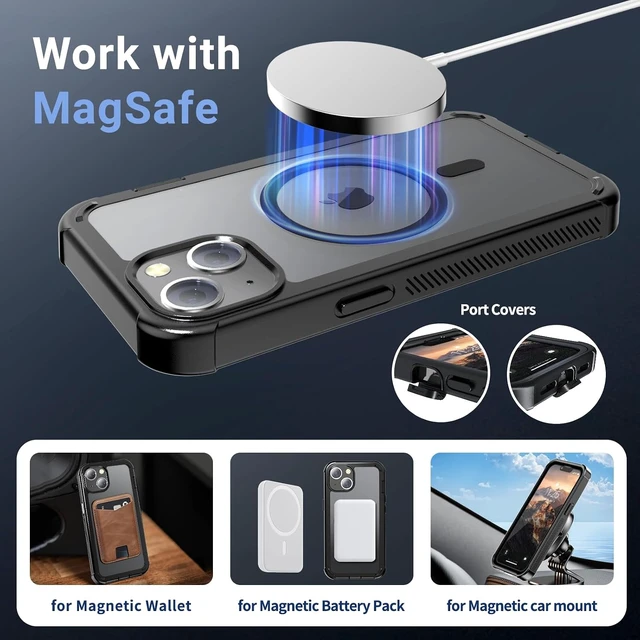 Alt view image 5 of 7 - Magnetic for iPhone 14 Case Heavy Duty Protection Black
