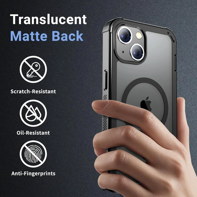 Alt view image 6 of 7 - Magnetic for iPhone 14 Case Heavy Duty Protection Black