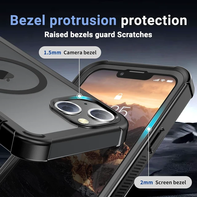 Alt view image 7 of 7 - Magnetic for iPhone 14 Case Heavy Duty Protection Black