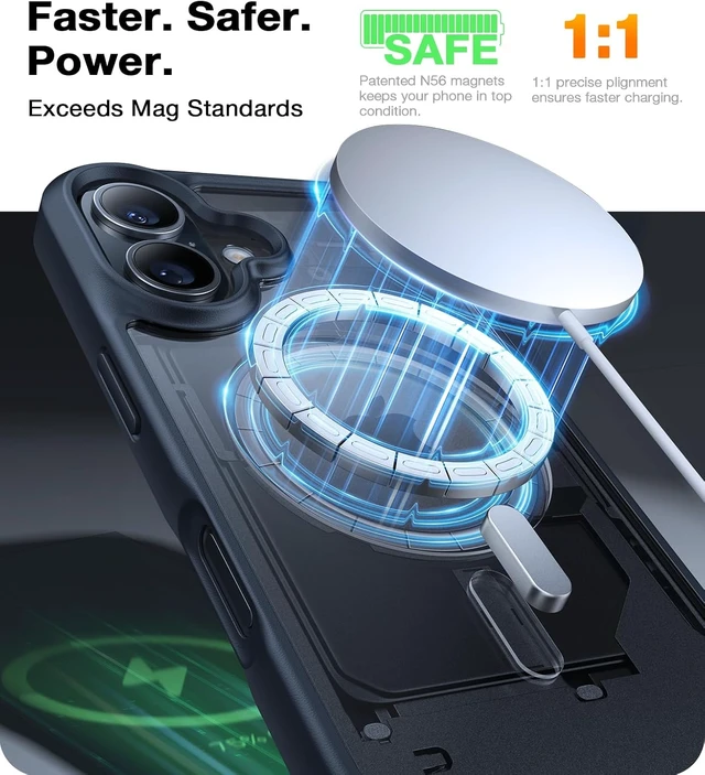 Alt view image 2 of 7 - for iPhone 16 Case Magnetic Shockproof 18N Mighty Magnetic 6.1