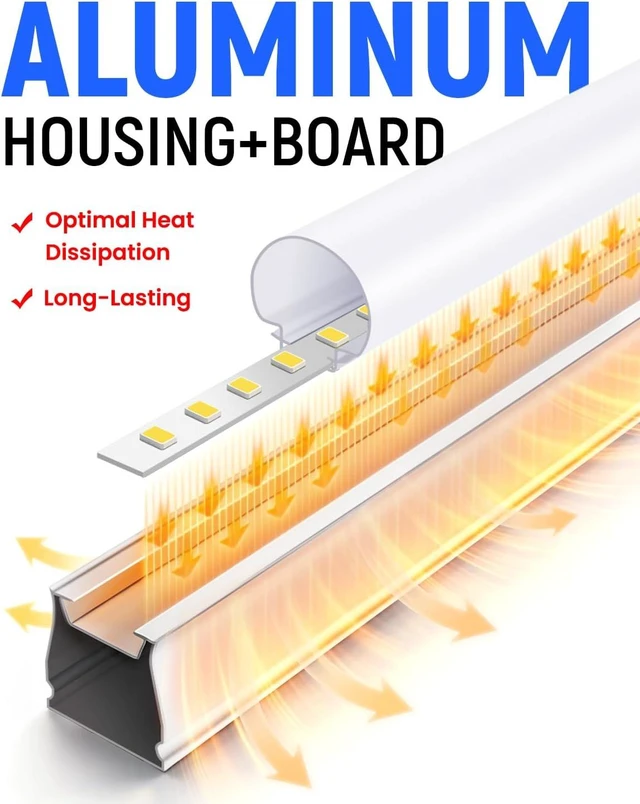 Alt view image 2 of 7 - T5 LED Shop Lights 4FT 20W 2300lm 6500K Cabinet and Garage Light 4 Pack