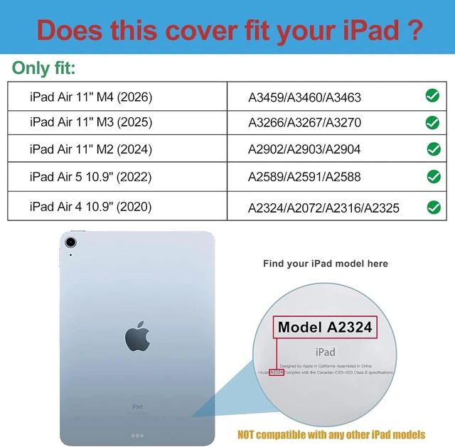 Alt view image 2 of 7 - for iPad Air 11-inch Case M4/M3/M2 Air 5th/4th Gen 10.9 Navy