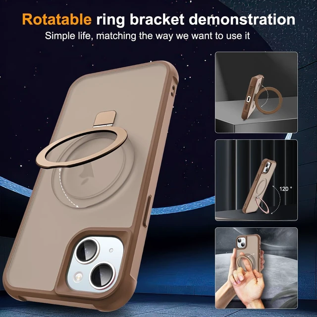 Alt view image 2 of 7 - Compatible with iPhone 15 Plus Case with Stand Desert Brown