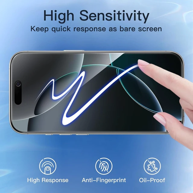 Alt view image 7 of 7 - Privacy Screen Protector for iPhone 16 Pro 2+2 Pack