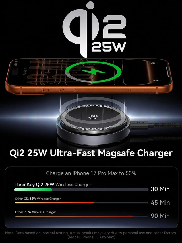 Alt view image 2 of 7 - Qi2.2 25W Magnetic Wireless Charger with Cooling Fan