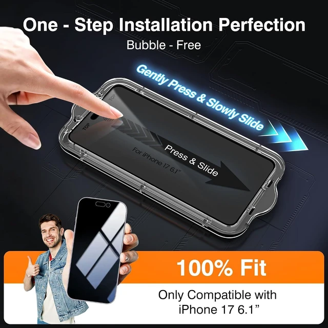 Alt view image 2 of 7 - -4+2 Pack for iPhone 17 Privacy Screen Protector (6.3)