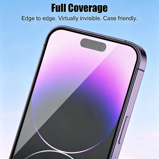 Alt view image 5 of 7 - 2 Pack Full Coverage Screen Protector for iPhone 14 Pro Max (6.7) & Frame
