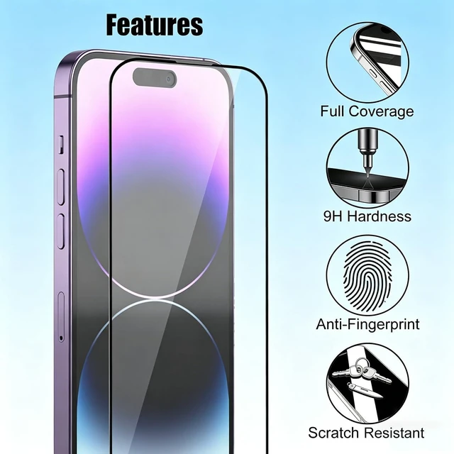 Alt view image 6 of 7 - 2 Pack Full Coverage Screen Protector for iPhone 14 Pro Max (6.7) & Frame