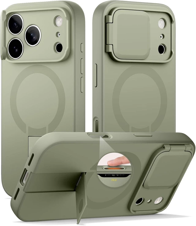 Main image of for iPhone 17 Pro Max Case with Camera Control Cover Camera Cover and Adjustable Kickstand Compatible with MagSafe Shockproof Bumper Protective Cases 6.9 Inch Green