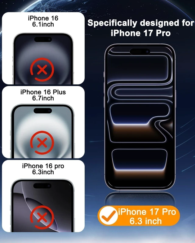 Alt view image 2 of 7 - 3+3 Pack Screen Protector for iPhone 17 Pro 6.3 Inch Tempered Glass