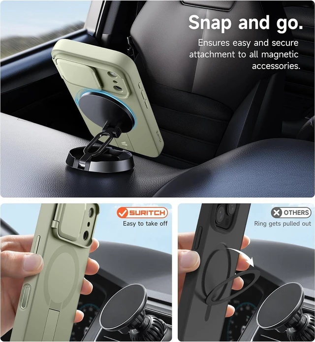 Alt view image 7 of 7 - for iPhone 17 Pro Max Case with Camera Control Cover Camera Cover and Adjustable Kickstand Compatible with MagSafe Shockproof Bumper Protective Cases 6.9 Inch Green