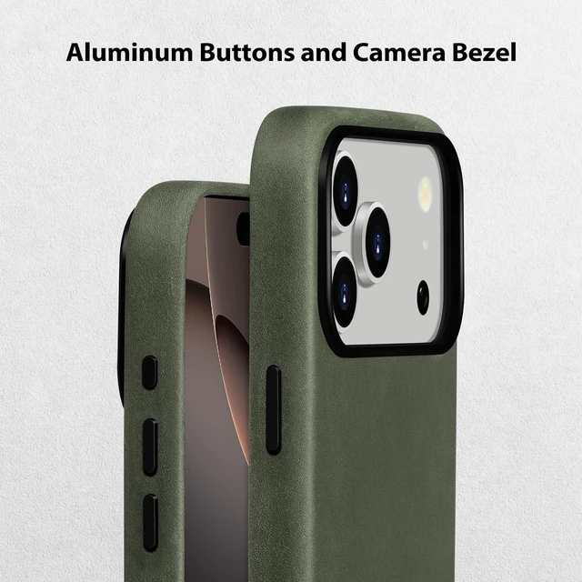 Alt view image 7 of 7 - Crazy Horse Leather Case for iPhone 17 Pro Max (6.9) Pine Green