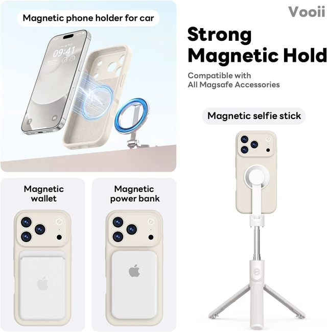 Alt view image 3 of 7 - Magnetic for iPhone 17 Pro Max Case 6.9 Silicone Stone