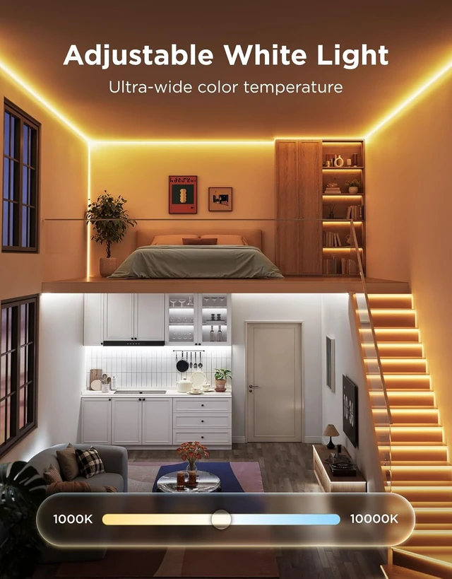 Alt view image 4 of 7 - COB LED Strip Lights 2 RGBIC 840 LEDs/m 1000K-10000K 16.4ft