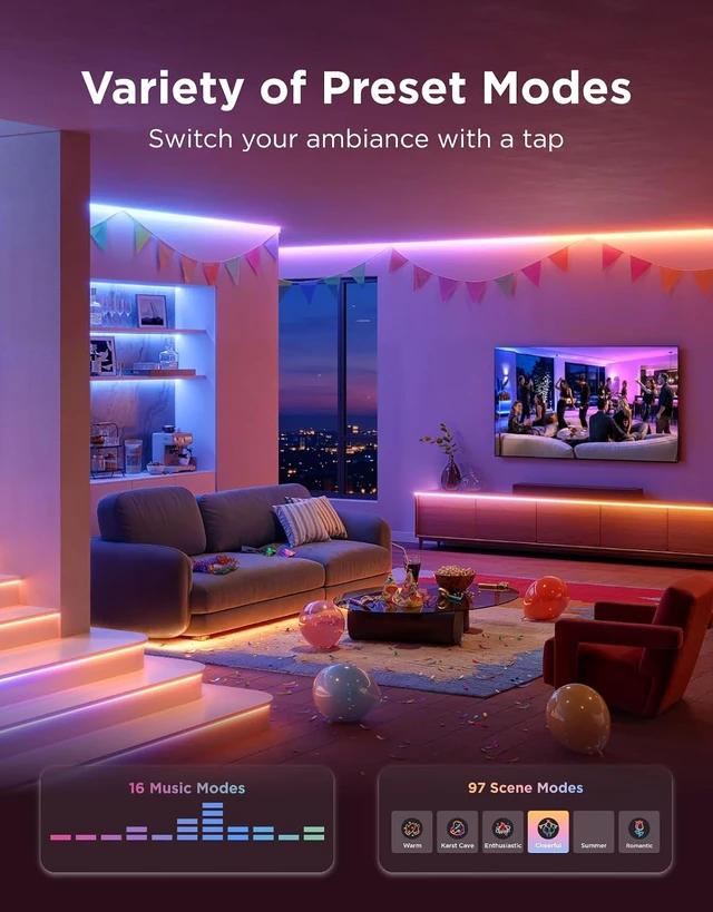 Alt view image 5 of 7 - COB LED Strip Lights 2 RGBIC 840 LEDs/m 1000K-10000K 16.4ft