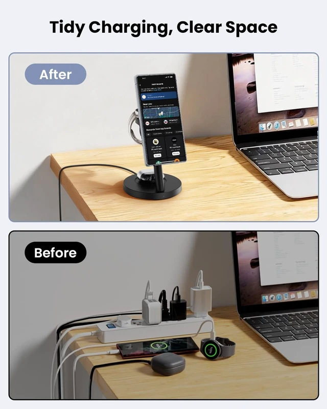 Alt view image 4 of 7 - Qi2.2 25W Wireless Charger for - Joygeek Fast Magnetic Charging Station for Galaxy S26/S25 Ultra/Z Fold8 Ultra/Z Fold Flip8/7 Watch 8 Ultra/7/6/5 & Buds 4/3 ProNot for Watch9 / Ultra2