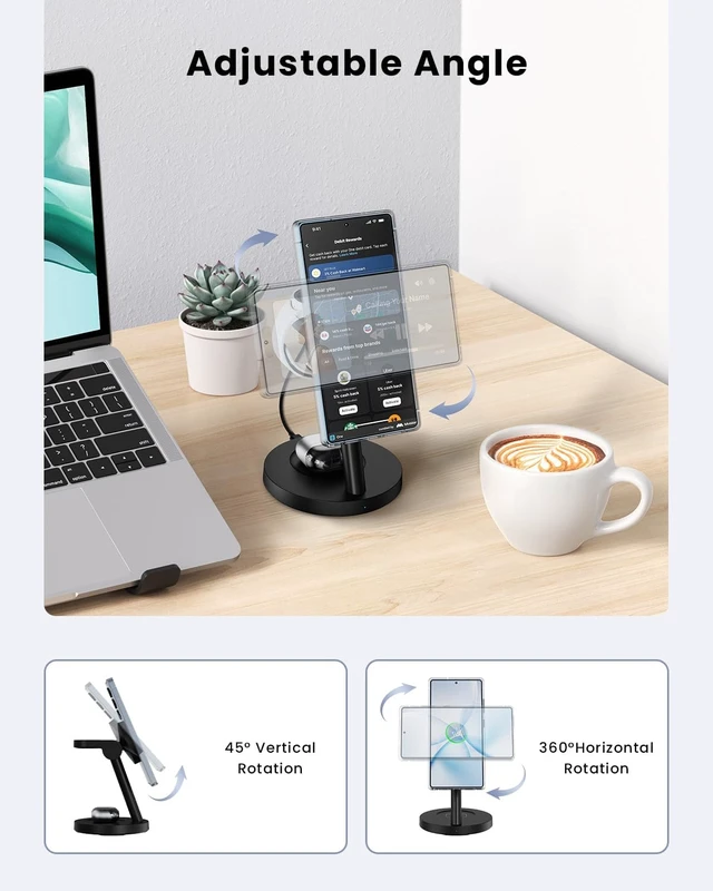 Alt view image 7 of 7 - Qi2.2 25W Wireless Charger for - Joygeek Fast Magnetic Charging Station for Galaxy S26/S25 Ultra/Z Fold8 Ultra/Z Fold Flip8/7 Watch 8 Ultra/7/6/5 & Buds 4/3 ProNot for Watch9 / Ultra2