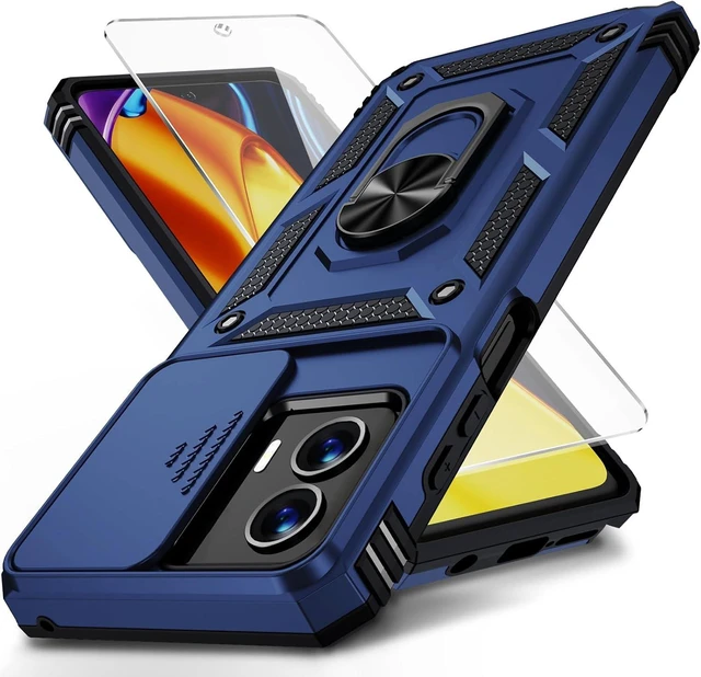 Main image of for Moto G Stylus 5G 2024 Case with Camera Lens Cover HD Screen Protector 10 FT Military Grade Drop Protection Magnetic Ring Holder Kickstand Protective Phone Case Navy Blue