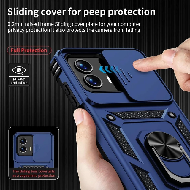 Alt view image 4 of 7 - for Moto G Stylus 5G 2024 Case with Camera Lens Cover HD Screen Protector 10 FT Military Grade Drop Protection Magnetic Ring Holder Kickstand Protective Phone Case Navy Blue