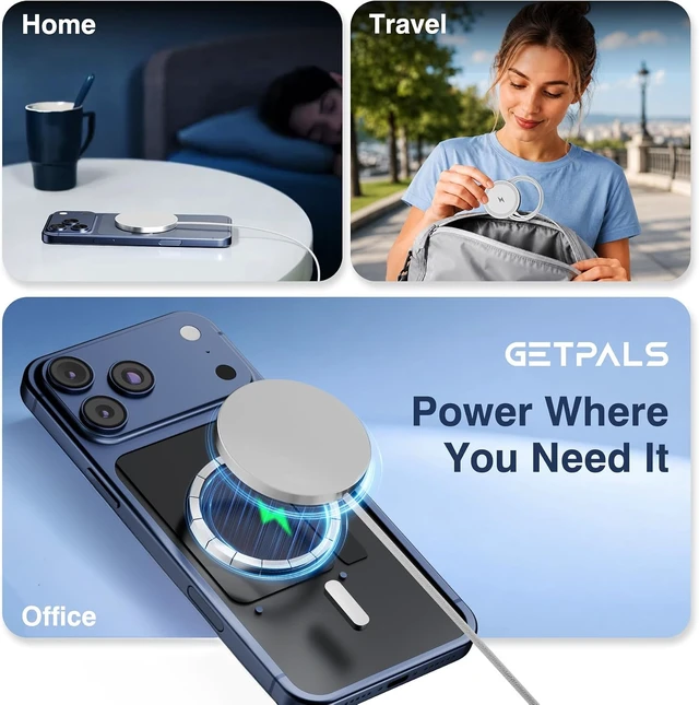 Alt view image 7 of 7 - 15W Fast Magnetic Wireless Charging Pad Suitable for Travel Home Office