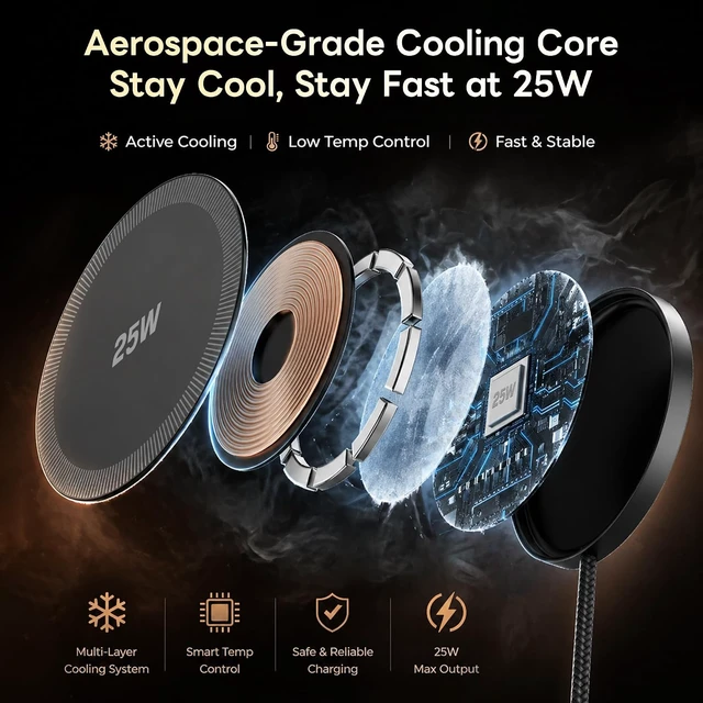 Alt view image 5 of 7 - MagSafe 25W Magnetic Wireless Charger Fast Charging Pad for iPhone