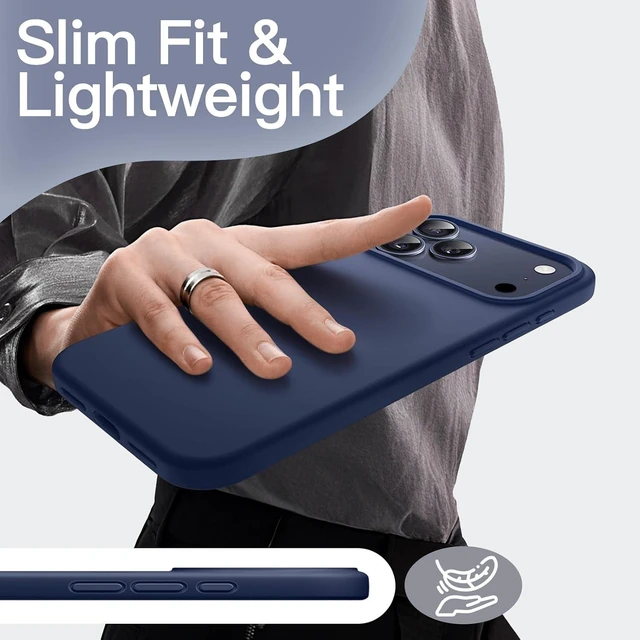 Alt view image 7 of 7 - Silicone Case for iPhone 17 Pro Max Dark Blue