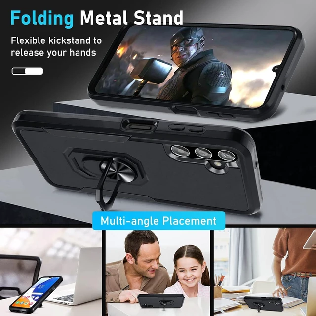 Alt view image 2 of 7 - Designed for Galaxy A14 5G Case Built in Metal Ring Holder