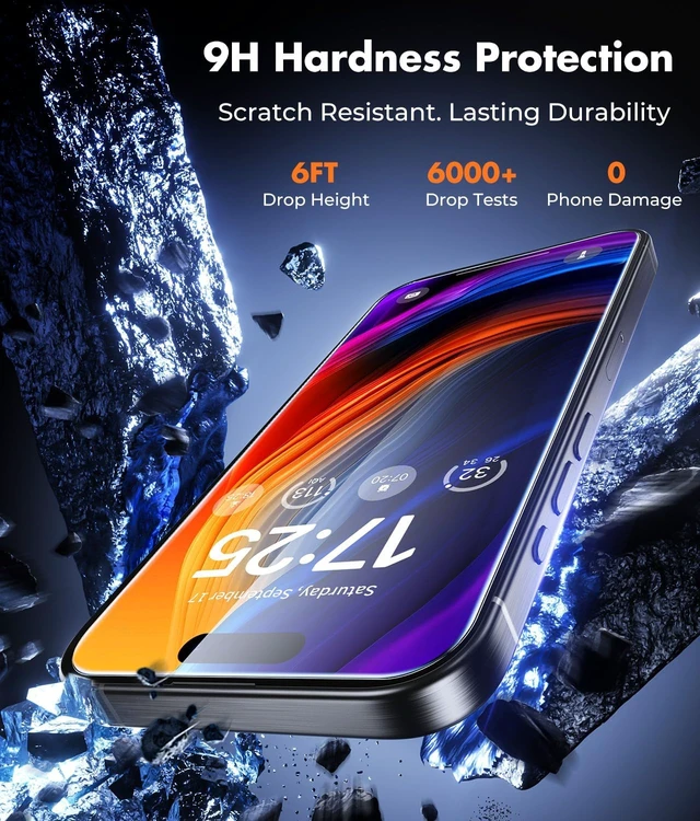 Alt view image 2 of 7 - 2-Pack Screen Protector for iPhone 15 Pro Tempered Glass
