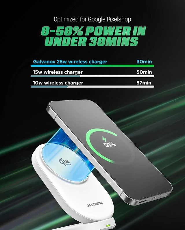Alt view image 3 of 7 - Qi2.2 25W Magnetic Wireless Charger Stand for Pixel Phones