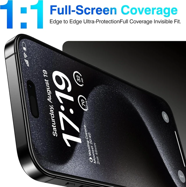 Alt view image 3 of 7 - -4+2 Pack for iPhone 15 Pro Max Screen Protector (6.7) HD Clear